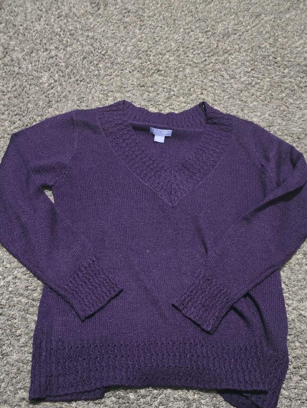 Laura Scott Deep Purple V-Neck Sweater